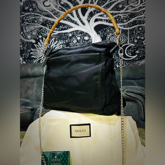 Vintage Gucci soho shoulder bag Black Bag with Bamboo Accent - Picture 5 of 17